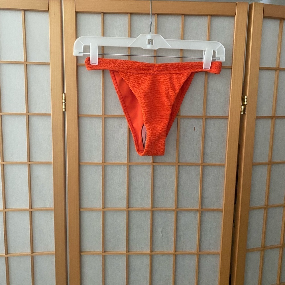 Nwot LA HEARTS By Pacsun Swimsuit Bikini Bottom Size XS Orange Textured Cheeky